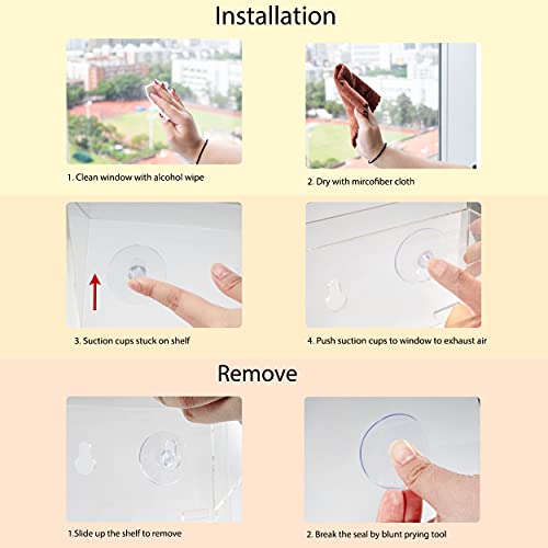 Sumerflos 2 Pack 14 Inch Acrylic Window Plant Shelves, With Removable Suction Cup, Indoor Plants, Flowers, Succulents Window Boxes Planters #TOP3