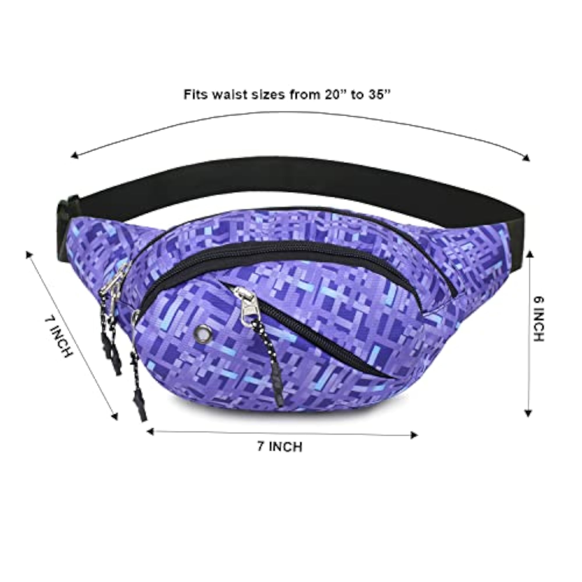 Blue Polyester Waist Bag, Fanny Pack for Hiking