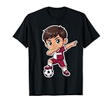 qatar dab kid goal cartoon bandiera qatar per ragazzi e bambini maglietta