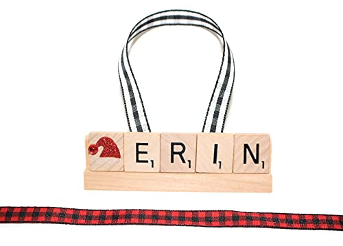 Custom Ornament, Plaid Ornament, Scrabble Ornament, Personalized Christmas Ornament, Personalized Ornament, Name Ornament, (10-13 Letters)