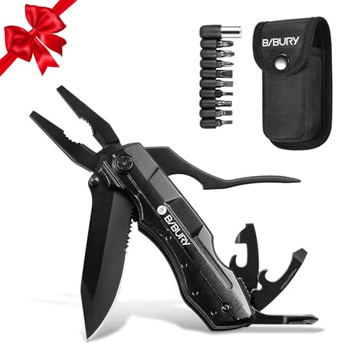 Geschenke für Männer, BIBURY 5 in 1 Multifunktionsmesser, Multitool Taschenmesser, Multifunktions mit Zange Klappmesser, Camping Gadgets Geburtstagsgeschenk Männergeschenke Vatertagsgeschenk für Papa
