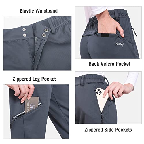 Foto von BALEAF Fleece-gefütterte Damen-Hose, Thermohose, wasserdicht, isoliert, Winter, Wandern, Wandern, Radfahren, grau, XXL