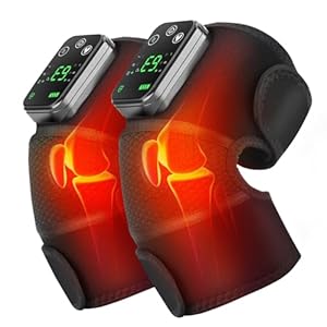 Heated Knee Massager – Fathers Day Gifts, Knee Brace with Heat and Vibration, Knee Warmers, 3 Modes Knee Heating Pad, Pack of 2, Black