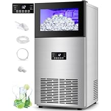 130LBS/24H Commercial Ice Maker Machine with 35LBS Capacity - Stainless Steel Undercounter/Freestanding Ice Cube Maker for Home Bar & Outdoor Use - Automatic Operation