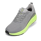 JEJQN Womens Casual Sneakers Soft Wide Toe Box Womens Running Shoes Shock-Absorbing Tennis Shoes for Ladies Grey Green Size 9