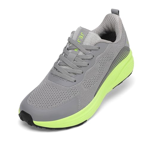 JEJQN Womens Casual Sneakers Soft Wide Toe Box Womens Running Shoes Shock-Absorbing Tennis Shoes for Ladies Grey Green