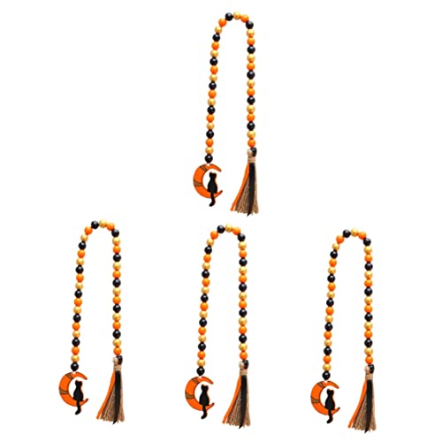 Guirlande de perles en bois Halloween décoration murale suspendue perles rustiques x4