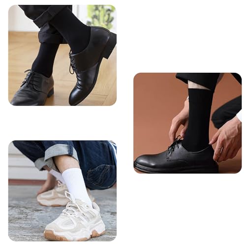 LA DEARCHUU Mens Dress Socks 6 Pairs Cotton Classic Solid Color Crew Socks Lightweight Soft Mens Socks4