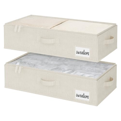 StorageWorks 5 Inch Low Profile Under Bed Storage Containers with Clear Lid