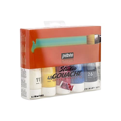 Pébéo 230300 Gouache Pack Primarios 5 tubos 100 ml surtidos