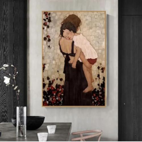 HIPWST Famous Mother and kid Canvas Painting print on canvas wall Art Posters and Prints Living Room Home Decor 20x30cm Frameless