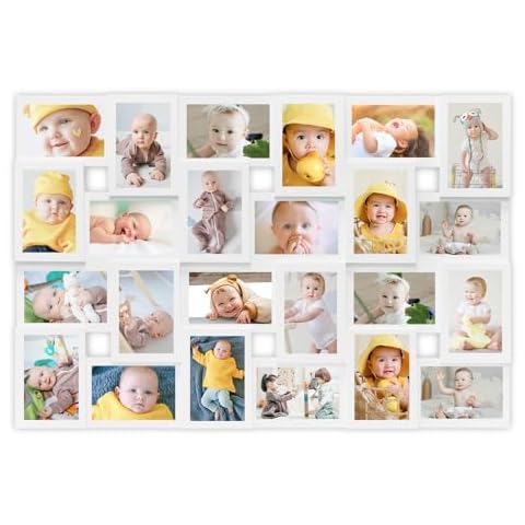 HELLO LAURA 4x6 Picture Frame Collage Wall Decor 24 Opening Photos Collage Frame for Wall Picture Frame 6" x 4" Photo Sockets x 24 - White Cover
