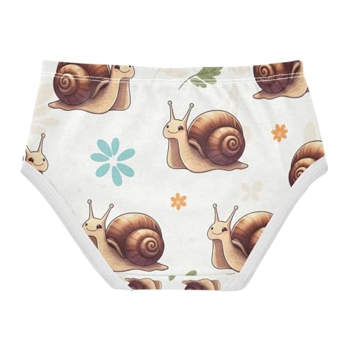 Toddler Briefs, Cute Cartoon Snails Shells Cotton Underwear for Girls, 2T–8 Years2