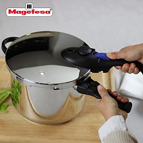 Magefesa® Favorit Super-Fast And Easy To Use Pressure Cooker, 8 Quart, 18/10 Stainless Steel, Suitable For All Types Of Cooktops, Including Induction, Excellent Heat Distribution #TOP4