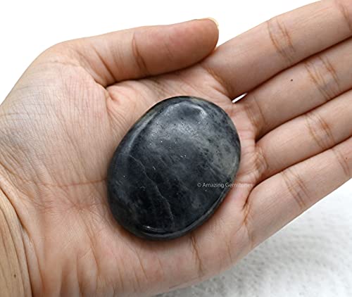 Iolite Palm Stone - Pocket Massage Worry Stone for Natural Body Chakra Balancing, Reiki Healing and Crystal Grid Iolite Palm Stone - Pocket Massage Worry Stone for Natural Body Chakra Balancing, Reiki Healing and Crystal Grid