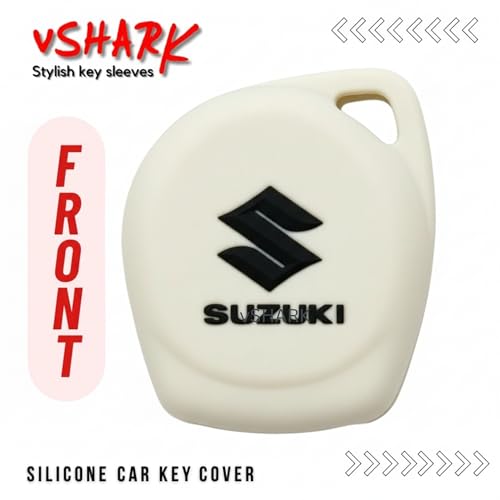 Image of vSHARK Silicone Car Key Cover for Maruti Suzuki S-Presso /Swift DZire /SX4 /DZire / Ignis /Alto /Vitara Brezza /Celerio /Ertiga /Ciaz /SCross /Baleno /Ritz 2 Button Key Cover B Off White Col. ( Pack of 1 )