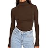 Trendy Queen Women's Turtleneck Long Sleeve Shirts Fall Fashion BasicThermal Underwear Tops Winter Clothes 2025 Chocolate Brown M
