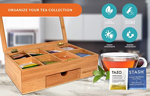 Premium 80 Tea Bag Assortment Gift Box Set By Homeries- Bamboo Tea Bag Organizer Box With 30+ Different Flavors- Tea Infuser Sampler Variety Pack - Great Gift Idea For Tea Lovers, Friends & Family #TOP5