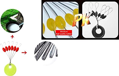 Image of 100 Pcs Rubber Fishing Bobber Stopper,6 in 1 Float Sinker Stops,Black Orange & Colorful Oval Cylinder,L M S Float Stop Available