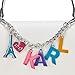 KARL LAGERFELD Women's Simone Satchel Crossbody with Charms, White/Multi, One Size