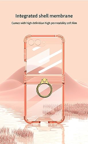 Image of BOUNCEBACK Transparent Shockproof Hinge Cover Ring Case for Samsung Galaxy Z Flip5 / Galaxy Flip 5 Case Cover - (Clear Green | Rubber)