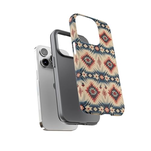 Coque iPhone 14 Pro rouge et bleu géométrique anti-trace rigide mate - 3