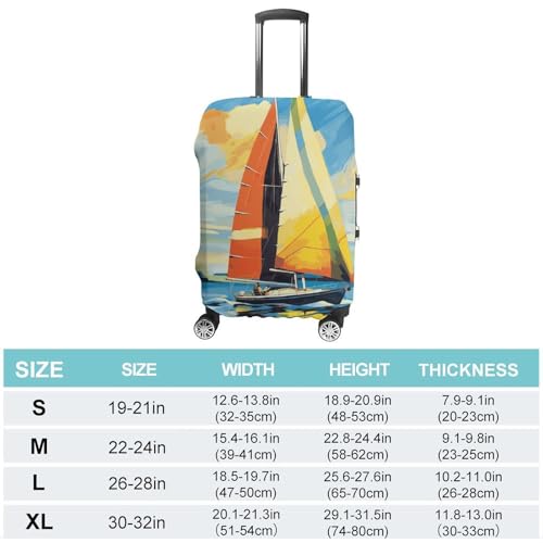 Colorful Sail Boat Printed Luggage Cover Protector, Fits 18-32 Inch Luggage2
