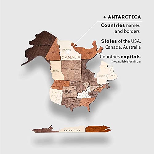 Image of Enjoy The Wood 3D Wooden World Map Wall Art (Multicolor, 3XL) | Large Travel Map with Pins for Art Decor, Decorative Map of the World for Home, Office Travel Wall Art Housewarming Gift Idea