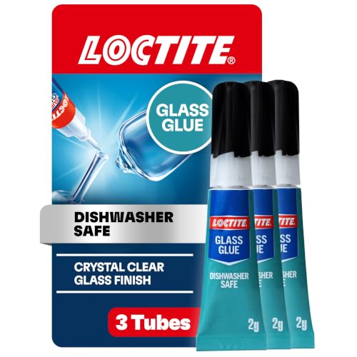 Loctite Glass Glue Dishwasher Safe Dries Clear & Fast Bonding Works on Tinted Glass Plastic & Metals - 2 g Bottle 3 Pack