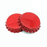 IGOGO 100 PCS Crown Bottle Caps Double Both Sided Colors Craft Linerless 2 sided Red