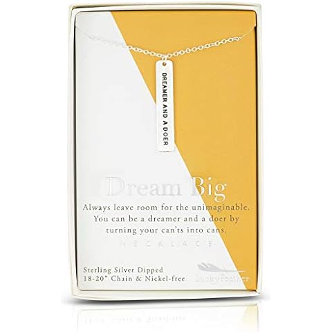 Lucky Feather Strong and Sassy Dream Big Dreamer and a Doer Sterling Silver Dipped Boxed Charm Necklace Cover