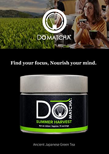 Domatcha - Summer Harvest Green Tea Matcha Powder, Natural Source Of Antioxidants, Caffeine, And L-Theanine, Promotes Focus And Relaxation, Kosher, 75 Servings (2.82 Oz) #TOP1