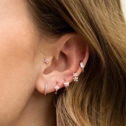 CASDAN Cartilage Stud Earrings Set for Women Dainty Gold Earrings 14k Gold Earring Hypoallergenic Earring Set for Multiple Piercing Small Hoop Earrings Gift,Single Earrings Not a Pair3