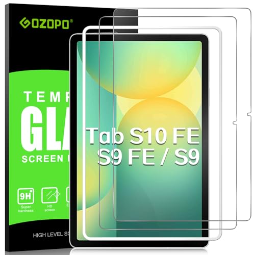 GOZOPO Protector de Pantalla Para Samsung Galaxy Tab S9 11 pulgadas y Galaxy Tab S9 FE/ S10 FE 10,9 Pulgadas, con Marco de Instalación Vidrio Templado