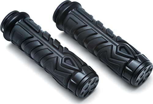 Kuryakyn 5753 Motorcycle Handlebar Accessory: Spear Grips With Rubber Inserts And End Caps For 2018-19 Indian Motorcycles, Satin Black, 1 Pair #TOP1
