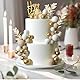 MIAHART Kugel-Kuchenaufsätze, Boho-Gras-Kuchenaufsatz, Dekoration für Geburtstag, Hochzeit, Babyparty, Party-Dekorationen, Boho-Motto-Partyzubehör (Khaki, Gold, Weiß)