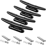 Thorn Boat Cleats 4 Inch,Dock Cleats Nylon with Screws,Plastic Rope Cleat Black,Pack of 4