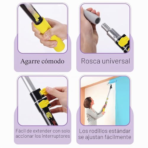 Poste de extensión telescópico Bates de 3 pies con bloqueo abatible para pintura y limpieza 4