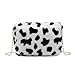 RARITYUS Women Fashion Leopard Print Shoulder Bag Fluffy Plush Handbag Cow Print Crossbody Purse Faux Fur with Chain Strap