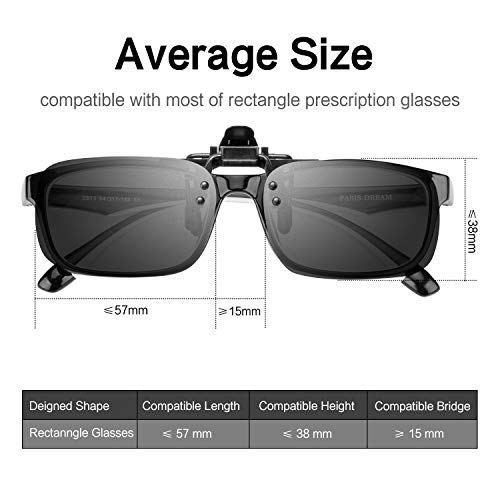 Clip-on Sunglasses Splaks Unisex Polarized Frameless Rectangle Lens 2-Black