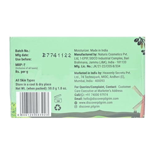 Image of Pilgrim Glow Moisturizer For Face With Niacinamide & Vitamin C Non-Greasy 50.0 nos Box