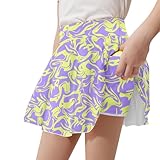 Shin Fashion Dazzling Girls' Activewear Skirt with Built-in Shorts Yellow Liquid for Sport Gym Outdoor 9-10 Years