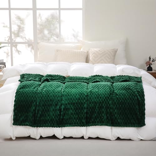 Dark Hunter Green Throw Blanket 50"×60" inches 3D Jacquard Flannel Fleece - Image 4