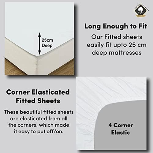 Cotton Comfort 100% EGYPTIAN COTTON Fitted Sheet 300 Thread Count Luxury Bedroom Bed Sheets White King Size