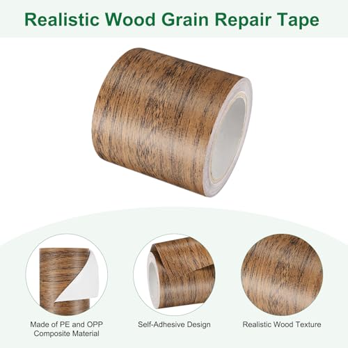 Image of M METERXITY 2-Roll Wood Grain Repair Tape, 2.24in x 15ft Textured Realistic Self-Adhesive Wood Floor Tape Contact Paper for Furniture /Floors /Home [Dark Brown Oak]