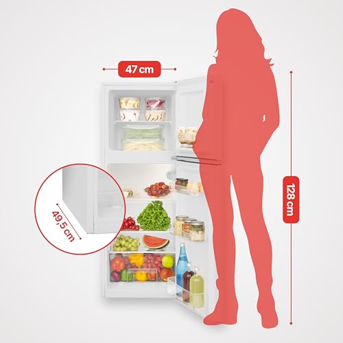 Amica Kühl Gefrierkombination freistehend mit Gefrierfach oben 128 cm Höhe 138 l Nutzinhalt LED Innenbeleuchtung FrostControl - Weiß