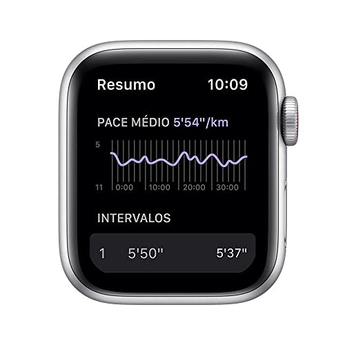 Apple Watch Nike SE (GPS), Caixa em alumínio prateado de 40 mm com Pulseira esportiva Nike platina‑p