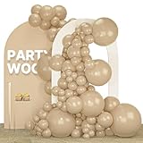 PartyWoo Cream Balloons 140 pcs Different Sizes of 18 12 10 5 Inch Beige Ivory Nude Neutral Boho Fall Latex Balloons for Graduation Birthday Baby Shower Jungle Theme Party Decorations Brown-F56