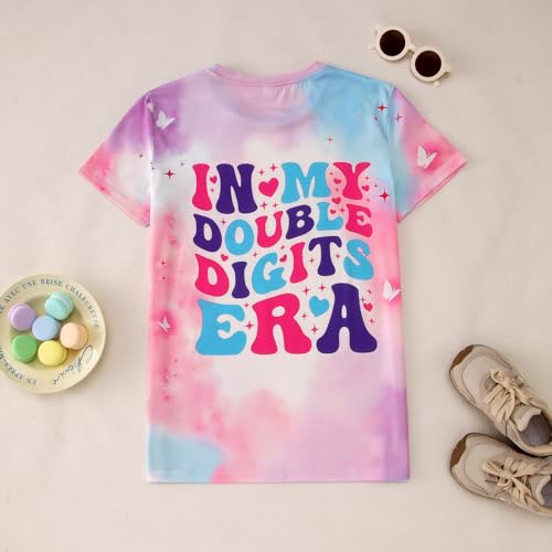 Image of IZYJOY in My Double Digits Era Shirts Girls 10th Birthday T-Shirts 10 Years Old Birthday Party Short Sleeve Summer Tee Tops
