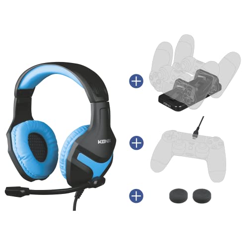 Kit de auriculares PS4 con estación de carga y cable USB de 3 metros